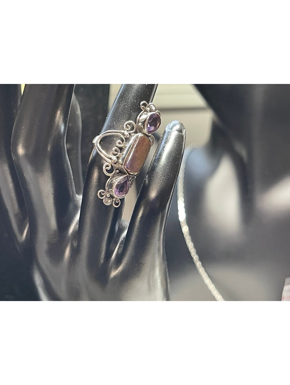 Bali Sterling Silver Pearl Amethyst Ring